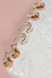 Conjunto de pendientes de aro con trío de perlas y diamantes de imitación martillados