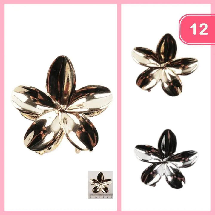 Pinza de Pelo Metálica con Diseño de Flor - Pack de 12 Unidades by Joia Accessory