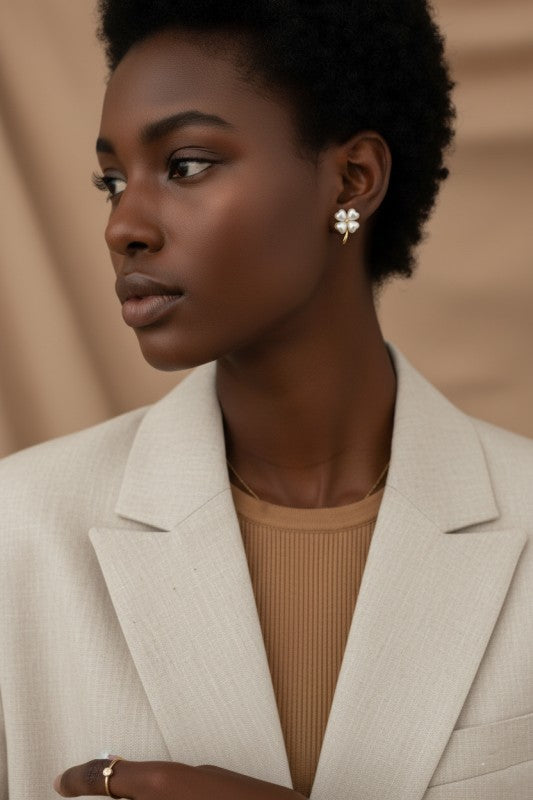 Clover Heart Stud Earrings by LA3accessories