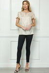 Blusa Elegante con Manga Lentejuelas y Detalle Keyhole