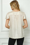 Blusa Elegante con Manga Lentejuelas y Detalle Keyhole