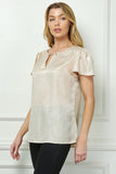 Blusa Elegante con Manga Lentejuelas y Detalle Keyhole