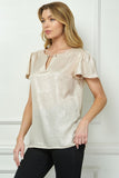 Blusa Elegante con Manga Lentejuelas y Detalle Keyhole