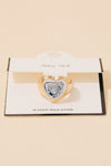 Anillo de Banda con Corazón de Cerámica Azul Sumergido en Oro