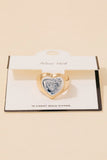 Anillo de Banda con Corazón de Cerámica Azul Sumergido en Oro