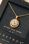 Collar con Colgante de Sol con Halo de Circonita Cúbica Sumergido en Oro - Elegancia Secreta
