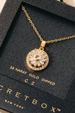 Collar con Colgante de Sol con Halo de Circonita Cúbica Sumergido en Oro - Elegancia Secreta