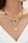 Collar de Cuentas Multicolor de 2 Hileras con Colgante de Estrella: Elegancia Bohemia
