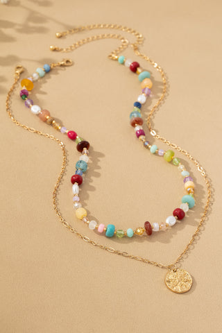 Collar de Cuentas Multicolor de 2 Hileras con Colgante de Estrella: Elegancia Bohemia