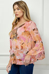 Elegante Blusa con Volantes y Cuello en V