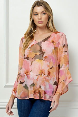 Elegante Blusa con Volantes y Cuello en V