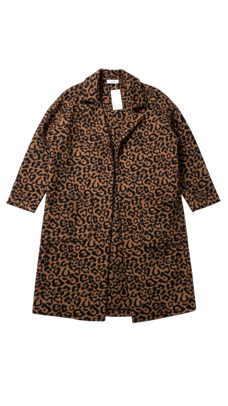 Chaqueta Boutique Estampado Animal Print Marrón con Bolsillos