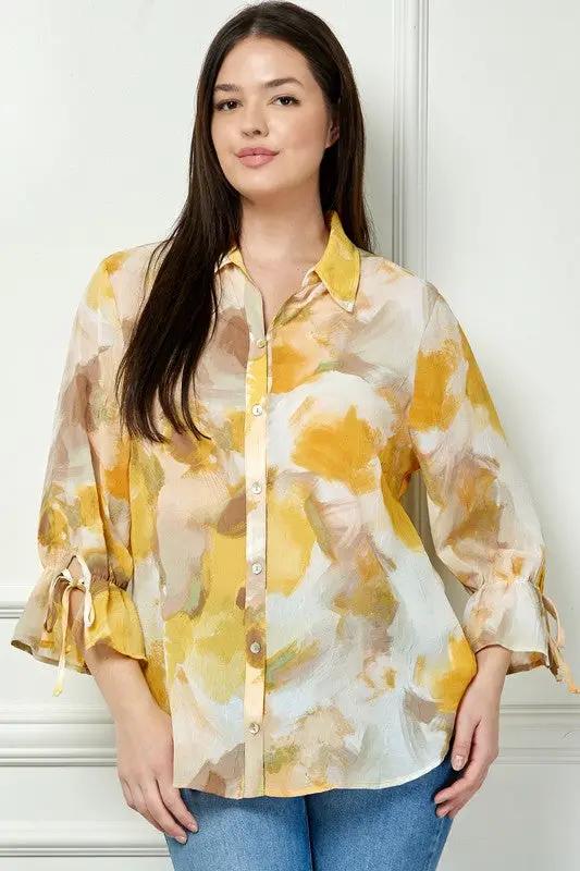 Blusa de Cuello Johnny con Manga Larga de Lazo by Yanet Collective