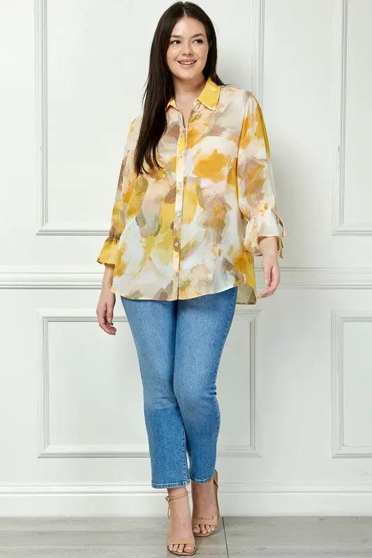 Blusa de Cuello Johnny con Manga Larga de Lazo by Yanet Collective
