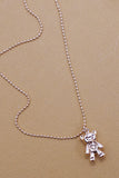 Collar con cadena de bolas y dije de oso dorado en 3D