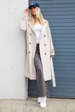Gabardina abrigo Trench coat largo doble botonadura para mujer color ecru