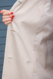 Gabardina abrigo Trench coat largo doble botonadura para mujer color ecru