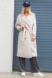 Gabardina abrigo Trench coat largo doble botonadura para mujer color ecru