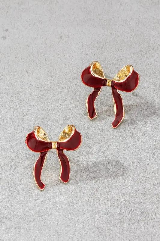 Aretes de Botón Lazo con Esmalte Blanco y Borde Dorado | Diseño Femenino y Delicado | Joyería Elegante by LA3accessories