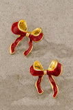 Color Enamel Bow Earrings