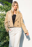Chamarra estilo trench corta para mujer khaki