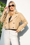 Chamarra estilo trench corta para mujer khaki