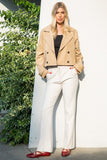 Chamarra estilo trench corta para mujer khaki