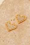 Pendientes de Corazón Pixelado con Pavé de Circonitas Cúbicas