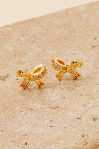Mini Aretes de Moño con Lazos de Pavé CZ: Elegancia Brillante