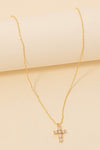 Collar con dije de cruz de zirconia cúbica bañada en oro