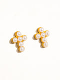 18k Non-tarnish Pearl Cross Stud