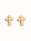 18k Non-tarnish Pearl Cross Stud