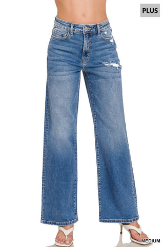 Pantalones de Mezclilla Talle Alto con Pierna Recta Talla Extra