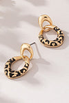 Pendientes colgantes de esmalte con estampado de leopardo