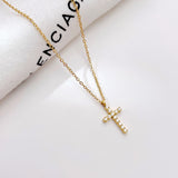 Collar con cruz de acero inoxidable de 18 quilates resistente al deslustre