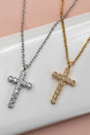 Collar con cruz de acero inoxidable de 18 quilates resistente al deslustre