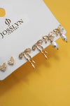 Pendientes con lazo de perla y corazón de diamantes de imitación