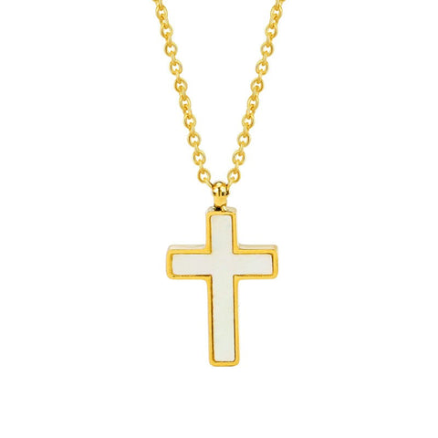 Collar con cruz de acero inoxidable de 18 quilates resistente al deslustre