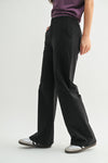 Pantalón Negro Mujer Pierna Ancha Transpirable Fresco | Oficina Casual Chic