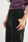 Pantalón Negro Mujer Pierna Ancha Transpirable Fresco | Oficina Casual Chic