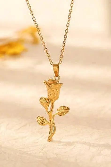 Collar Dama Acero Inoxidable 18k Oro Rosa Flor Amor Lujo by JOSSLYN by Wall to Wall