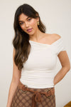 Blusa Mujer Escote Asimétrico Elegante - Manga Corta Ajustada Casual