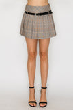 Falda Mini Plisada a Cuadros con Cinturón para Mujer - Moda Mexicana