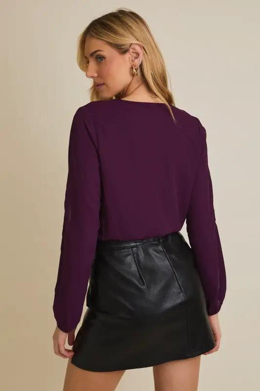 Blusa Body de Dama Elegante Morado Manga Larga by Gilli
