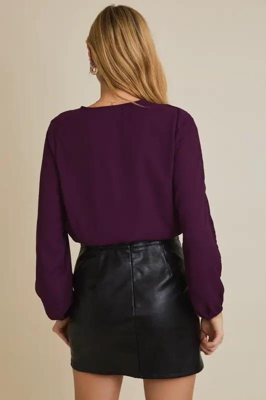 Blusa Body de Dama Elegante Morado Manga Larga by Gilli