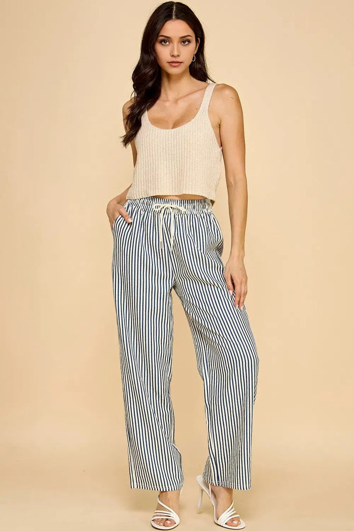NEW MIX by TU / TRENDY U Pantalones de Pierna Recta con Rayas para Mujer - Pants