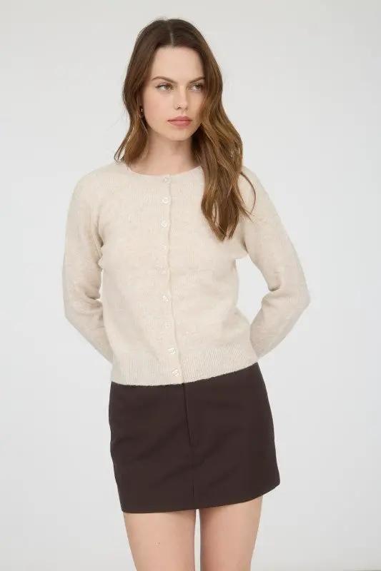 Suéter Cardigan de Dama Cuello Redondo Manga Larga Botones by Blu Pepper