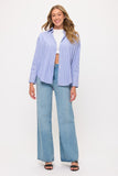 Camisa de rayas azul oversize para mujer