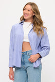 Camisa de rayas azul oversize para mujer