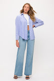 Camisa de rayas azul oversize para mujer